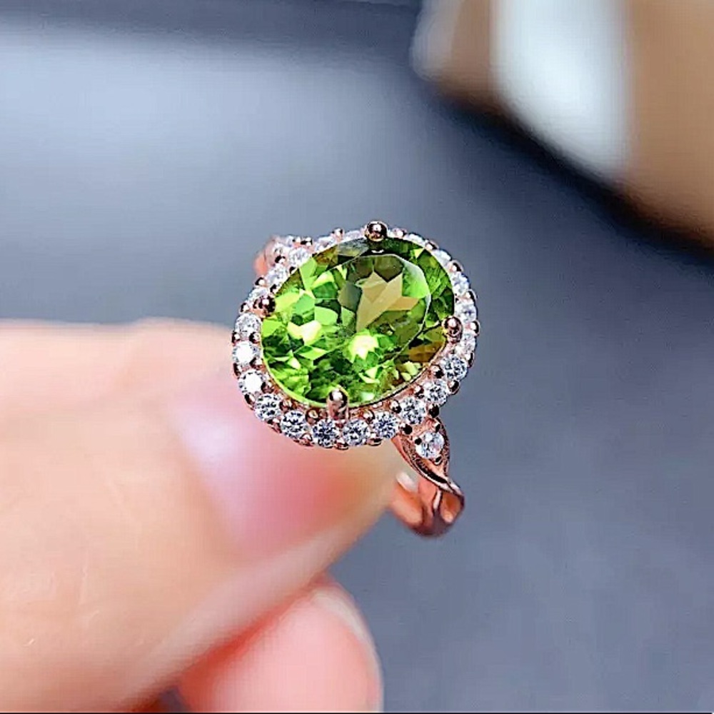 STERLING SILVER ROSE GOLD PERIDOT RING - Picture 8 of 8